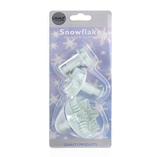 LIHAO 3 Moldes de Copo de Nieve de la Tarta y Cortador del Embolo para Decoración de Pasteles