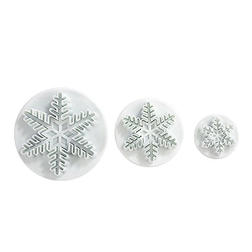 LIHAO 3 Moldes de Copo de Nieve de la Tarta y Cortador del Embolo para Decoración de Pasteles