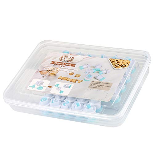 LIHAO 36 Piezas Moldes Números y Letras Alfabeto Fondant Repostería Cortador de Galletas de Plástico para Decoración Tarta Pasteles