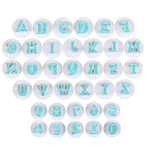 LIHAO 36 Piezas Moldes Números y Letras Alfabeto Fondant Repostería Cortador de Galletas de Plástico para Decoración Tarta Pasteles