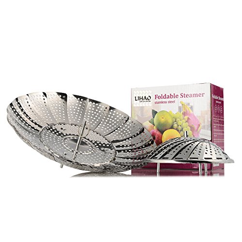 LIHAO Cesta Vaporera Cesta Vapor Plegable Acero Inoxidable - Pequeña