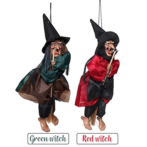 LILIANG De Halloween Decoraciones de Halloween, la Bruja 1 de Halloween Decoración Verde Rojo, Ojo de Control Risa asustadiza decoración de Halloween for Halloween decoración al Aire Libre Accesorios