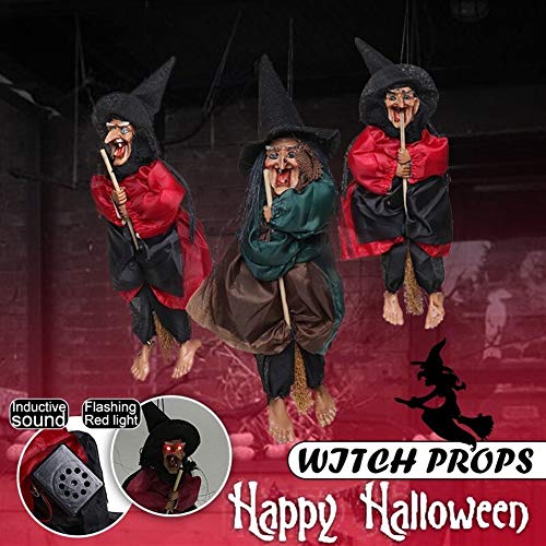 LILIANG De Halloween Decoraciones de Halloween, la Bruja 1 de Halloween Decoración Verde Rojo, Ojo de Control Risa asustadiza decoración de Halloween for Halloween decoración al Aire Libre Accesorios