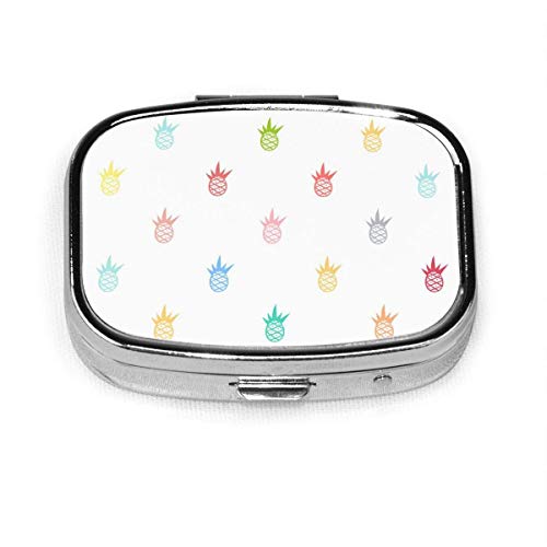 Lindo modelo vintage sin costuras, con ilustración de piña en colores pastel, caja de pastillas cuadrada plateada de moda personalizada, soporte para tableta, billetera, organi