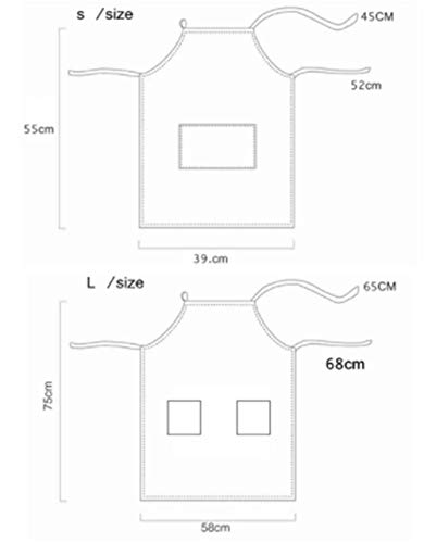 Lindong - Delantal con dibujos bonitos de animales y bolsillo para adultos y niños, resistente al agua, de algodón, de lino, Gris., Kinder Größe (nur 1 Stück)