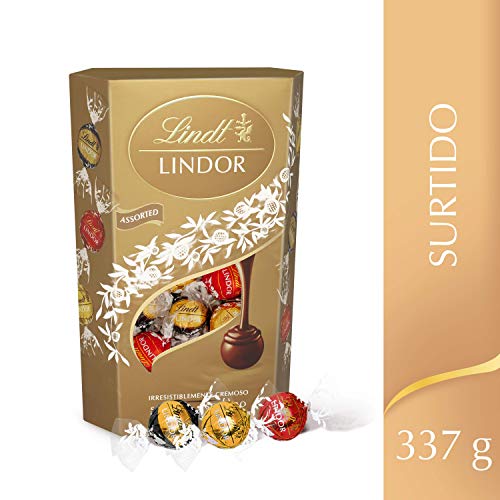 Lindt Lindor Surtido de Bombones de Chocolate - Aprox. 26-27 Bombones, 337 g (incluye Bombones de Chocolate con Leche, Blanco y Negro)