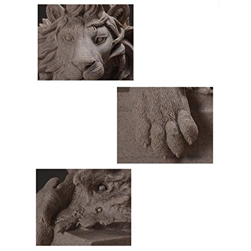 LINGS Estatua Grande de Cabeza de león, estatuilla de Piedra Arenisca de Resina, Escultura de decoración de Feng Shui, Regalo de Negocios para el hogar y la Oficina de jardín