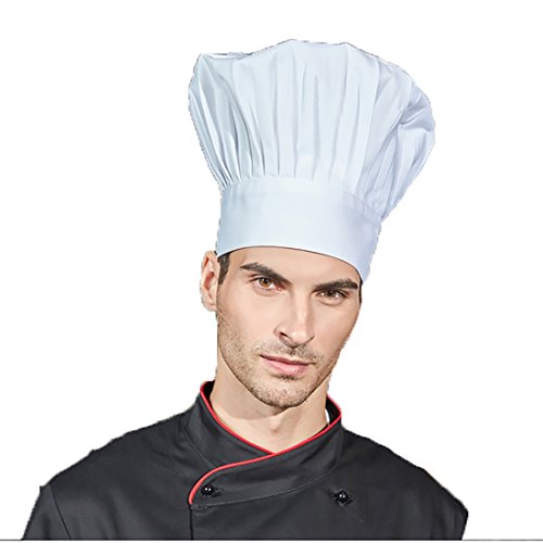 LissomPlume Gorro de cocina de algodón, gorro de cocinero blanco talla única