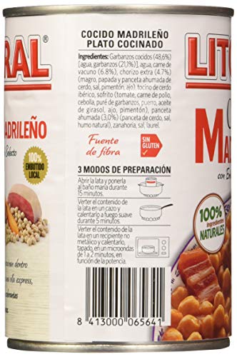 LITORAL Cocido Madrileño - Plato Preparado Sin Gluten - Pack de6x440 g - Total: 2640g