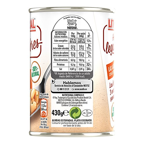 LITORAL Hoy Legumbres Alubias con su sofrito - Plato Preparado de Legumbres Sin Gluten - 430g