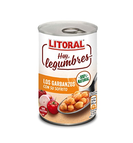 LITORAL Hoy Legumbres Garbanzos con su sofrito - Plato Preparado de Garbanzos Sin Gluten - 440g