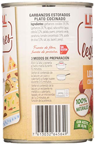 LITORAL Hoy Legumbres Garbanzos con su sofrito - Plato Preparado Sin Gluten - Paquete de 15x440g - Total: 6.6kg