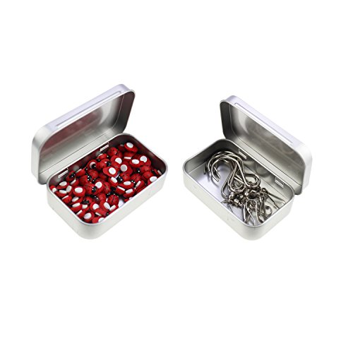LJY Juego de mini cajas rectangulares de metal vacías con bisagras, 95 x 62 x 20 mm