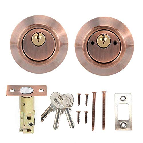 LNDDP Cerradura Puerta con Llave mecánica Cilindro Duradero Perno Puerta Seguridad Acero con Cerradura en Ambos Lados para Puertas Madera