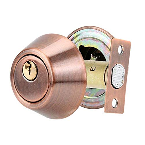 LNDDP Cerradura Puerta con Llave mecánica Cilindro Duradero Perno Puerta Seguridad Acero con Cerradura en Ambos Lados para Puertas Madera