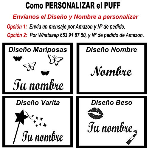 loconfort Puff Pera Personalizado con TU Nombre, Poli Piel Beig (XL Adulto, BEIG)
