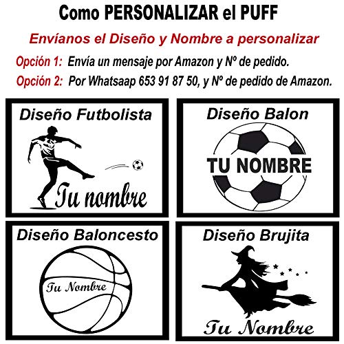 loconfort Puff Pera Personalizado con TU Nombre, Poli Piel Beig (XL Adulto, BEIG)