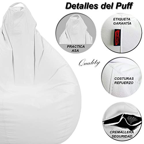 loconfort Puff Pera Personalizado con TU Nombre, Poli Piel Beig (XL Adulto, BEIG)