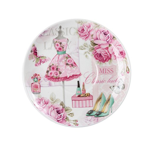 London Boutique Juego de Taza de té y platillo para café, 2 Unidades, diseño Vintage de Flores, Porcelana, Color Rosa