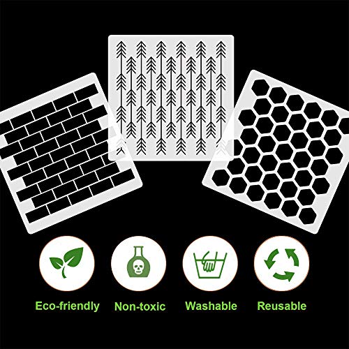 Lote de 9 plantillas geométricas reutilizables para pintar sobre paredes, lienzo, madera, muebles, suelos, azulejos, madera, plantillas de madera, plantillas de madera, decoración de bricolaje