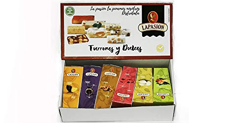 Lote degustación productos Gourmet: Frutas de Aragón, Guindas al licor, Leticias, Higos trufados, Almendras rellenas de turrón y Guirlache.