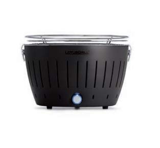 LotusGrill - Nuevo Modelo 2019 - Barbacoa Negro con baterías y Cable de alimentación USB + 1 Kg Bolsa Carbón de Haya + 200 Ml Gel Bioetanol - ¡Paquete Exclusivo de YesEatIs!