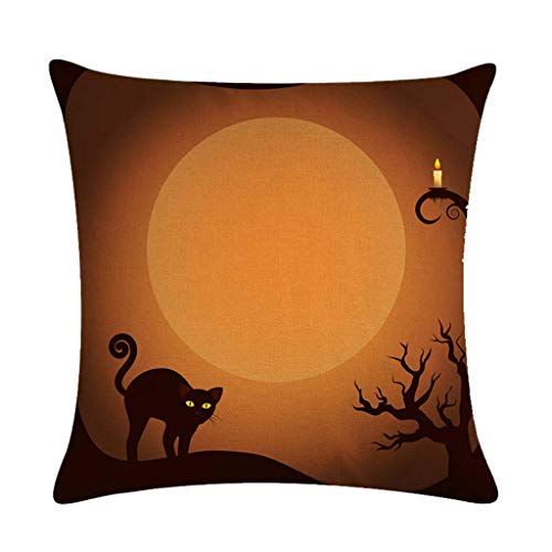 LQH De Halloween Spooky Bosque de la Luna Ronda Tire Suministros Funda de Almohada de algodón Decorativo del hogar Cuadrado de la Cubierta del Amortiguador del Horror del Partido de Lino (Size : 20)