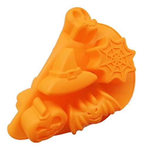 LQH Pastel de Silicona del Estilo de Vacaciones de Halloween Molde 7 cavidades Calabaza Fantasma Bat Forma Co