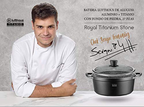 LUFTHOUS Batería de Cocina, 27 Pza. Titanio - Piedra, Sergio FERNÁNDEZ