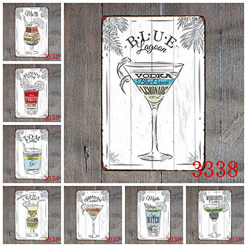 Lumanuby 1 Cartel de Pared Vintage para Bar Pub Restaurante de Nombre del Otro cóctel y tu fórmula de Metal Cartel para Todas Las Estaciones, Serie de Refranes de Bar, Metal, Bahama Mama, 20 x 30 cm