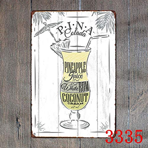 Lumanuby 1 Cartel de Pared Vintage para Bar Pub Restaurante de Nombre del Otro cóctel y tu fórmula de Metal Cartel para Todas Las Estaciones, Serie de Refranes de Bar, Metal, Bahama Mama, 20 x 30 cm
