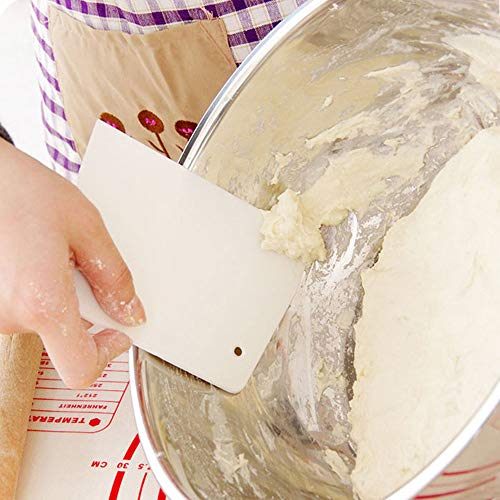 LuoCoCo 2 Piezas Rascador de Masa de Pan de Plástico, Espátula de Cocina con Forma de Escalera, Separador de Pan, Rasqueta para Decoración de Tartas para Cortar Masa Tarta Pasteles Pizza, Blanco