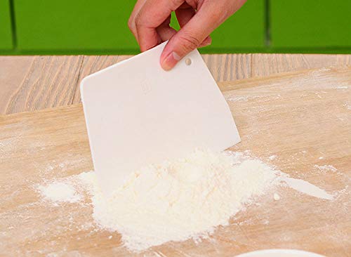 LuoCoCo 2 Piezas Rascador de Masa de Pan de Plástico, Espátula de Cocina con Forma de Escalera, Separador de Pan, Rasqueta para Decoración de Tartas para Cortar Masa Tarta Pasteles Pizza, Blanco