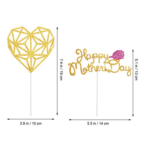 LUOEM 5 Unids Feliz Día de la Madre Primeros de la Torta de Oro Día de la Madre Topper de la Magdalena Amo Mamá Pastel Decoraciones Día de la Madre Suministros para la Fiesta