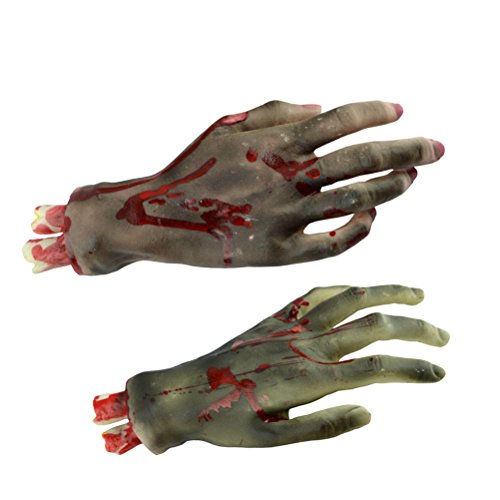LUOEM Piezas humanas picadas Manos sangrientas asustadizas Decoraciones del Partido de Halloween Prop Día de los Inocentes Decoración del Partido de los Niños de Halloween (Manos Negras)