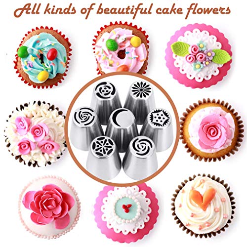 LUOWAN Set Decoración de Cupcakes 27pcs Boquillas Rusas de Repostería Boquillas pasteleras juego de acero inoxidable profesional Crema de la Torta de Cumpleaños de la Hornada Herramientas de Bricolaje