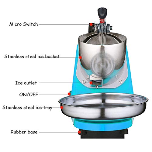 Lxn Trituradora de hielo eléctrica, máquina de afeitar hielo, máquina de cono de nieve, máquina de hielo raspada, 176 lbs/hr para uso doméstico y comercial, azul