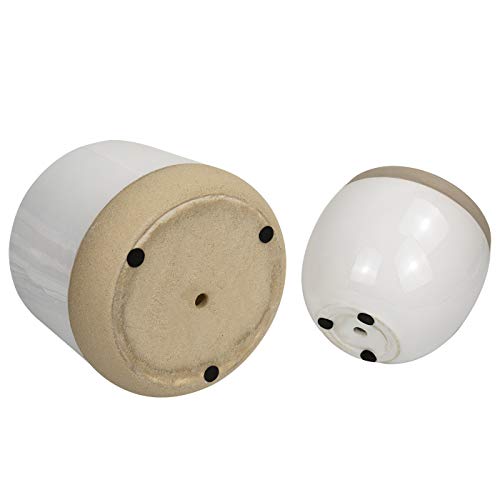 Macetas de cerámica blanca para plantas – 6.5 pulgadas paquete 2 macetas interiores con detalles beige y agrietados