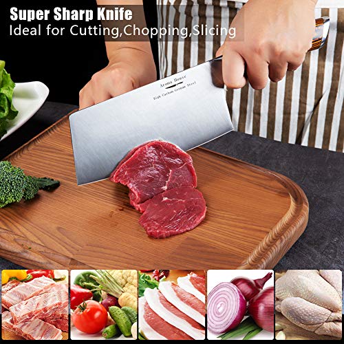 Macheta Cocina, Cuchillo de carnicero, Cuchillo asiático hecho del acero inoxidable carbonatado alemán alto, cuchillo de cocina chino de los 18cm para el uso de fines múltiples, Hachas de Cocina