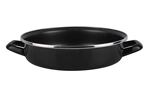 Magefesa Black Tartera 28 cm de Acero esmaltado, Antiadherente bicapa Reforzado, Color Negro Exterior. Apto para Todo Tipo de cocinas, incluida inducción Vitrificado