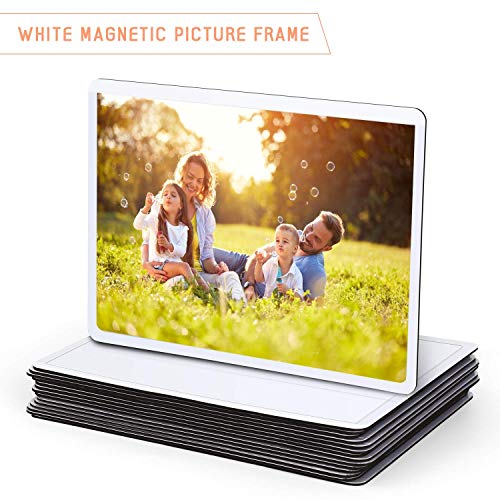 Magicfly Marco de Fotos Magnético 6,3x8,9 cm para Nevera, Marco de Fotos con Imán, Portafotos Magnéticos, Blanco, 15 pcs