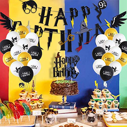Mago Cumpleaños Fiesta Decoracion Temática Corbata Gafas Banner de Feliz Cumpleaños Mago Globo Halloween fiestas Suministros para Niños Niños Niñas