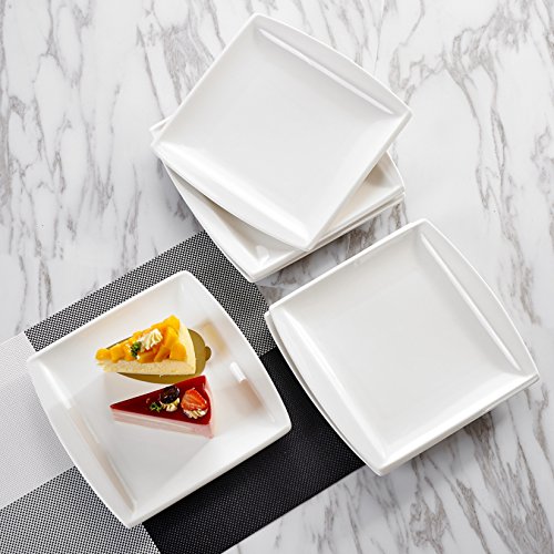 MALACASA, Serie Blance, Vajillas de Porcelana Blanca Crema 18 piezas Juegos de Vajillas Juegos de Cena con 6 Platos de comedor, 6 Platos de Sopa y 6 Platos de Postre para 6 Personas