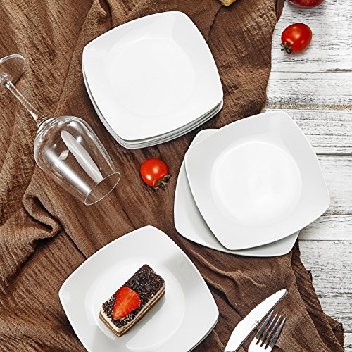 MALACASA, serie Julia, 12 piezas Plato de Plato de Postre de Porcelana para 12 Personas