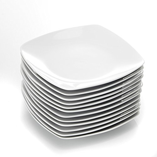 MALACASA, serie Julia, 12 piezas Plato de Plato de Postre de Porcelana para 12 Personas