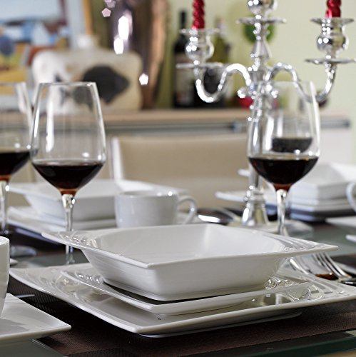 MALACASA, Serie Monica, Vajillas de Porcelana,60 Piezas Vajillas completa, con 12 Tazas, 12 Platillos, 12 Platos de Postre, 12 Platos Hondos, 12 Platos Llanos Vajillas para 12 Personas