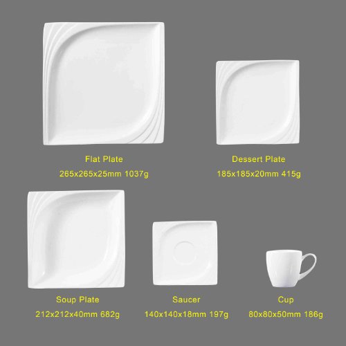 MALACASA, Serie Monica, Vajillas de Porcelana,60 Piezas Vajillas completa, con 12 Tazas, 12 Platillos, 12 Platos de Postre, 12 Platos Hondos, 12 Platos Llanos Vajillas para 12 Personas