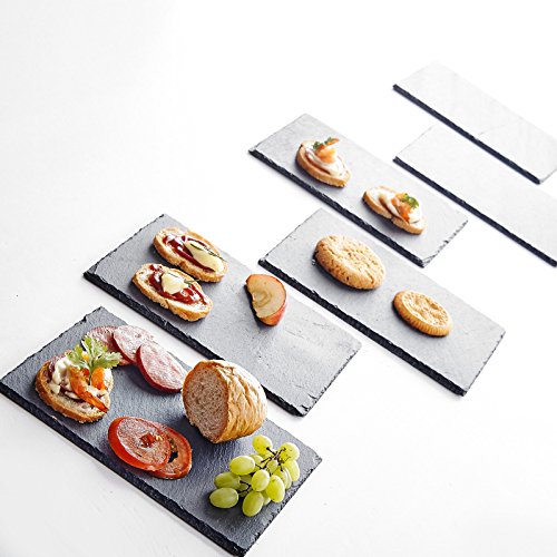 MALACASA, Serie Nature.Slate Placas, Juego de 6 piezas Platos de Pizarras 8,75"/22 x16 x 0,5 cm Pizarra Pizarra (Quesera Buffet - Bandeja Aperitivo para Aperitivos Pizarra