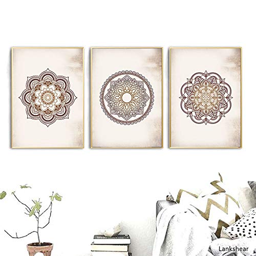 Mandala Brown Canvas Painting Dormitorio Sala de estar Decoración Sin marco Obra de arte 30x42cm