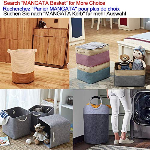Mangata Caja de Almacenamiento de Tela, Cesta de Almacenamiento de Lona Engrosada Plegable con Asas de Cuerda para Ropa, Juguetes (Large, Gris)